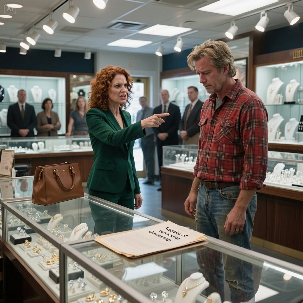 Ela apontou-lhe e chamou-lhe ladrão, julgando-o instantaneamente por causa do seu macacão surrado. Os clientes olhavam fixamente enquanto a segurança se aproximava. Não discutiu nem levantou a voz. Simplesmente observou. O que nenhum deles percebeu foi que o homem que estavam a humilhar tinha acabado de assinar os documentos de propriedade nessa manhã. Não estava ali para roubar — era o novo dono da joalharia.